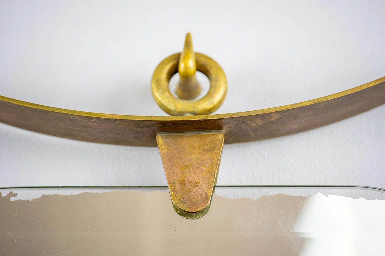 Brass and patina mirror with cast bronze hook, 1940s 6