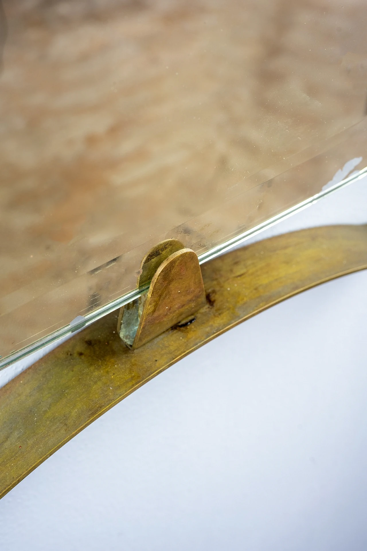 Brass and patina mirror with cast bronze hook, 1940s 9