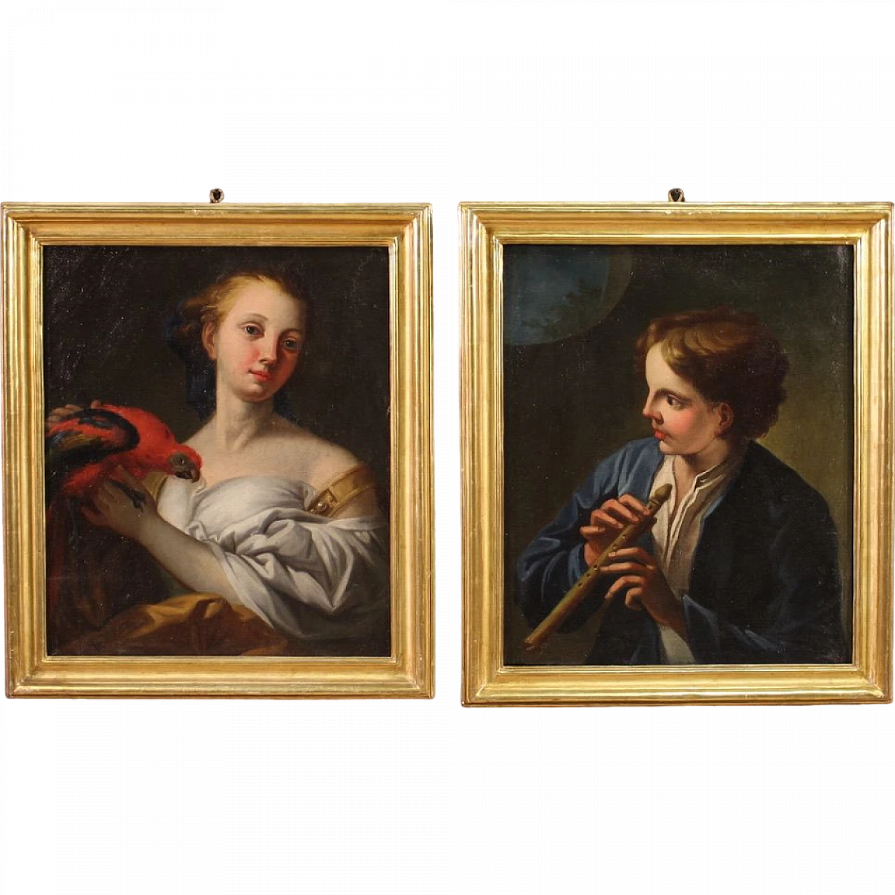 Pair of popular character figures, oil on canvas, 18th century 11