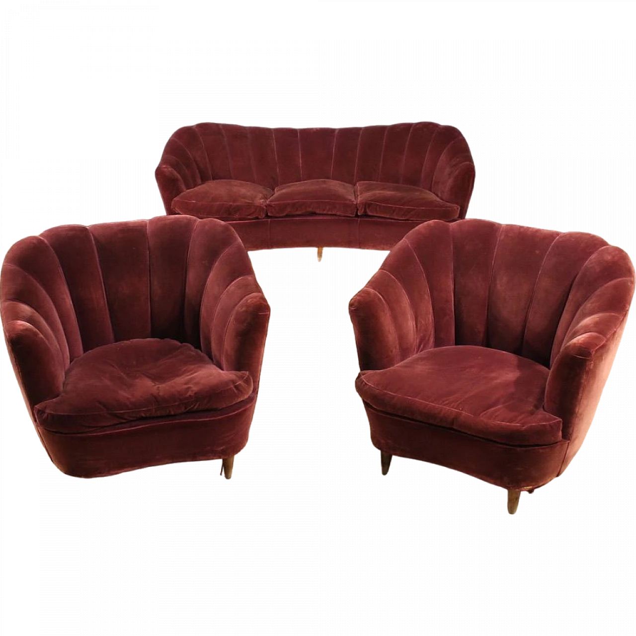 Pair of armchairs and sofa attributed to Gio Ponti, 1940s 13