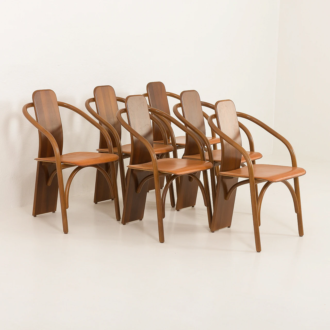 6 Chairs 830 by M. Marenco and A. Scarpitta for Mobilgirgi, 1980s 1