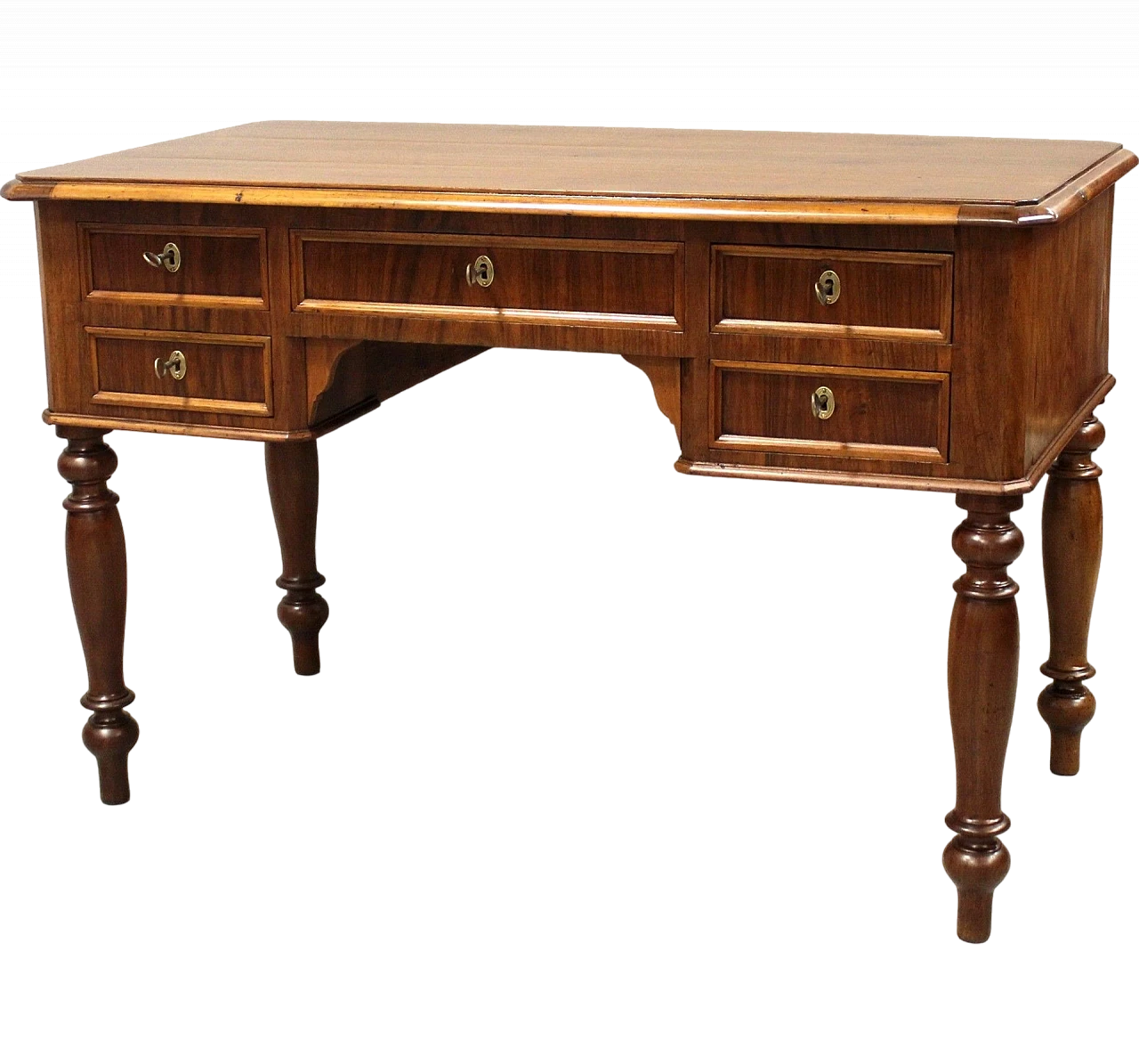 Louis Philippe Lombard solid walnut desk, 19th century 2