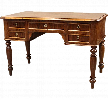 Louis Philippe Lombard solid walnut desk, 19th century