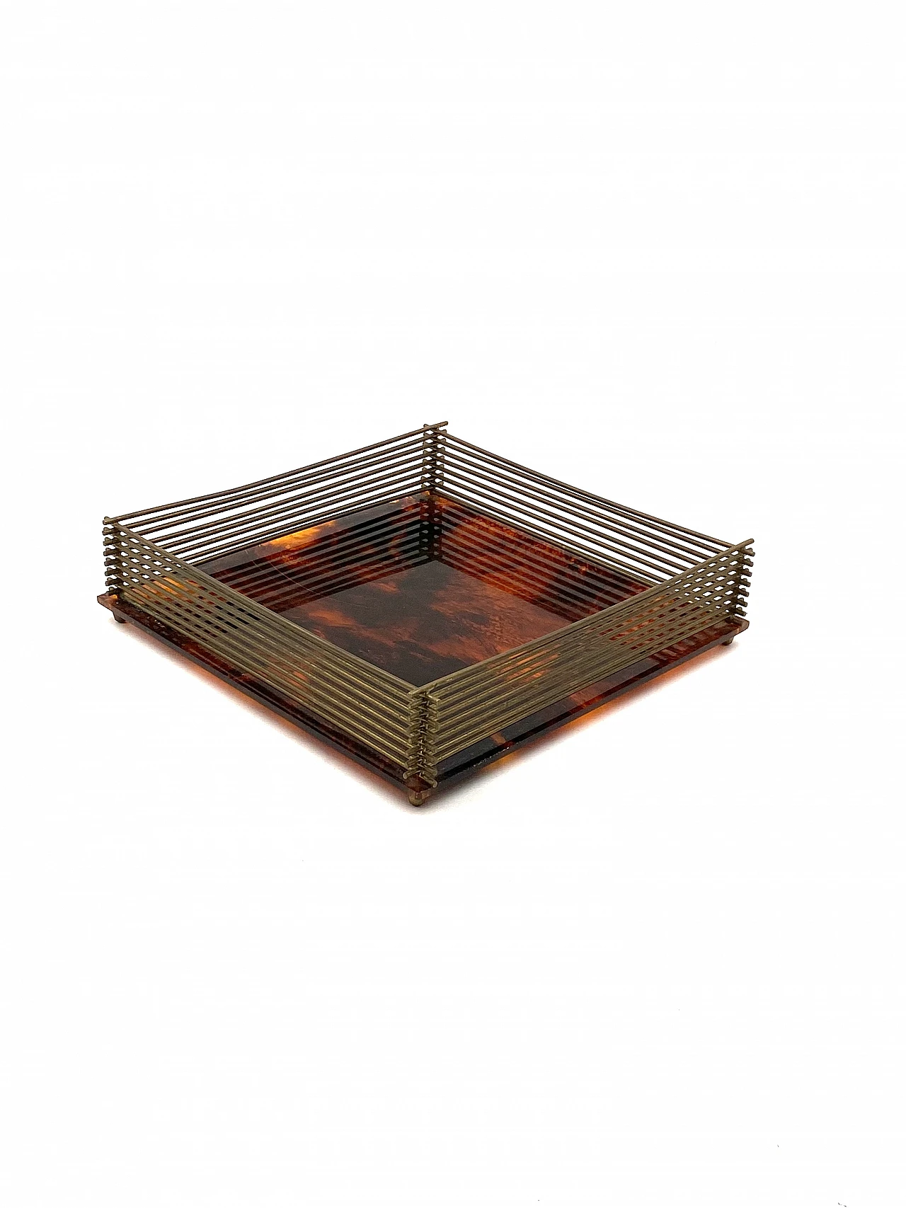 Hollywood Regency brass and tortoiseshell lucite tray, 1970s 19