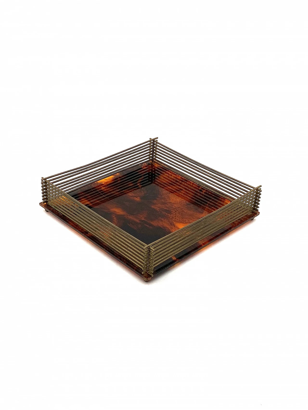 Hollywood Regency brass and tortoiseshell lucite tray, 1970s 21