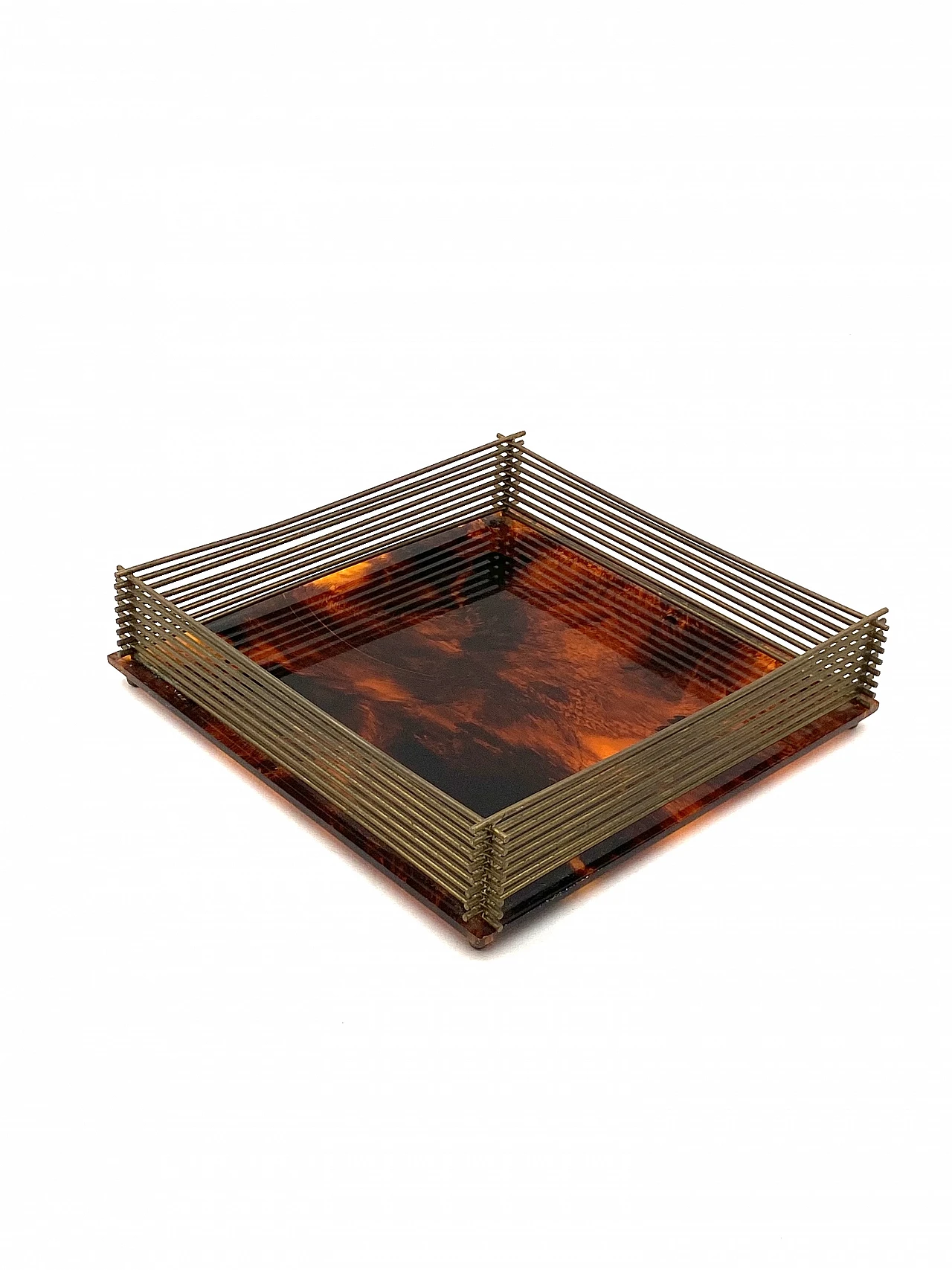 Hollywood Regency brass and tortoiseshell lucite tray, 1970s 23