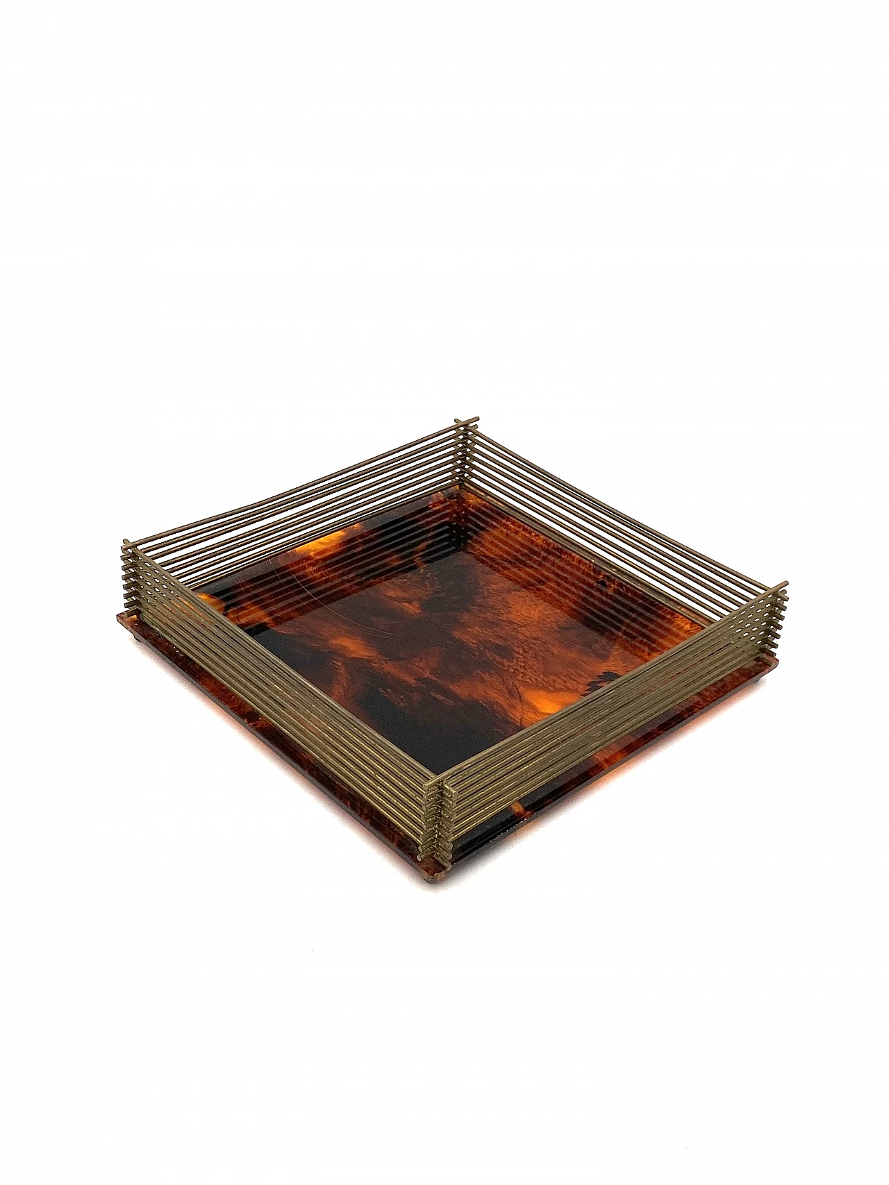 Hollywood Regency brass and tortoiseshell lucite tray, 1970s 25