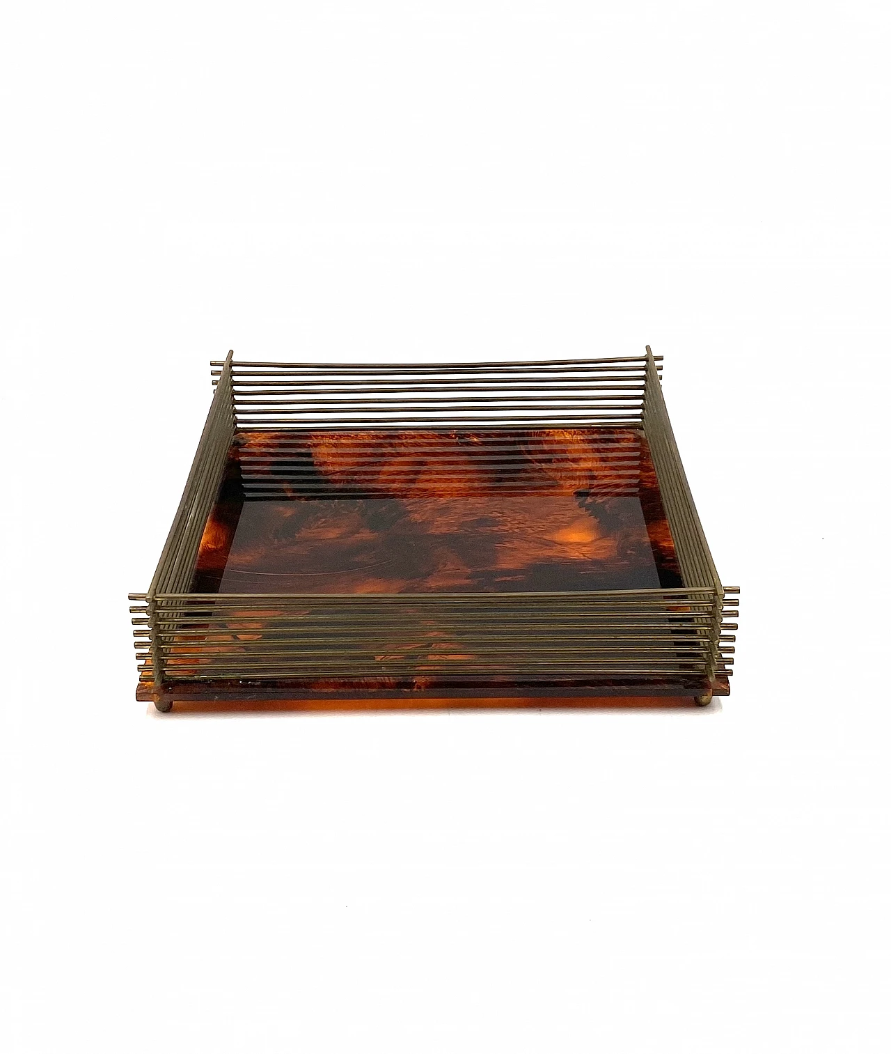 Hollywood Regency brass and tortoiseshell lucite tray, 1970s 27