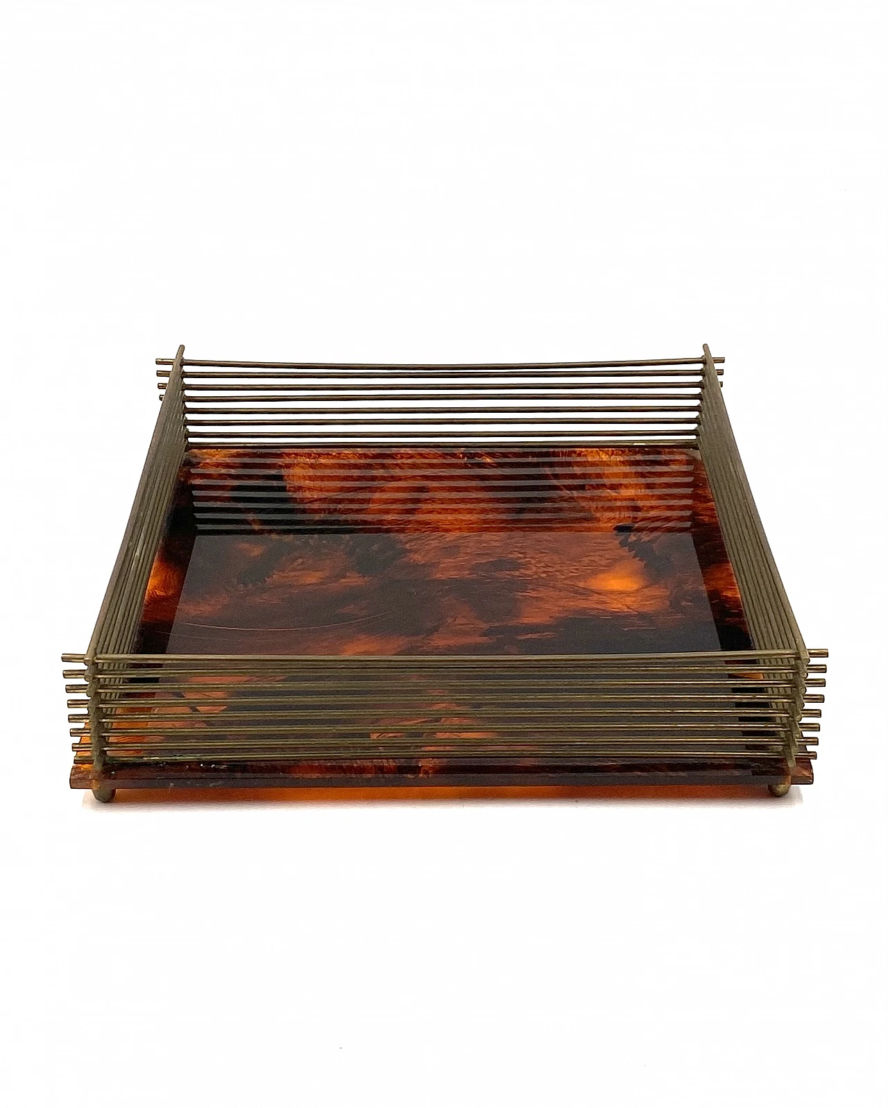 Hollywood Regency brass and tortoiseshell lucite tray, 1970s 28