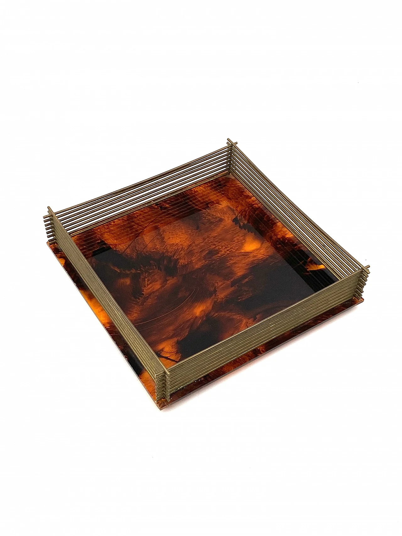 Hollywood Regency brass and tortoiseshell lucite tray, 1970s 34