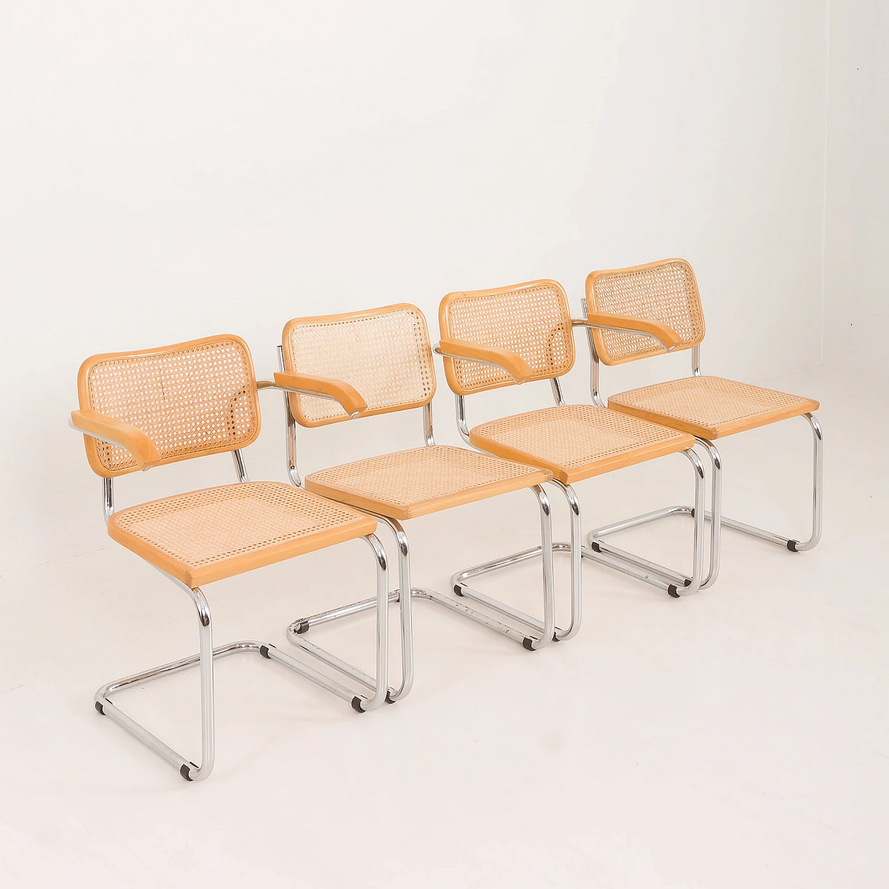 Pair of chairs and pair of armchairs Cesca by Marcel Breuer, 1970s 1