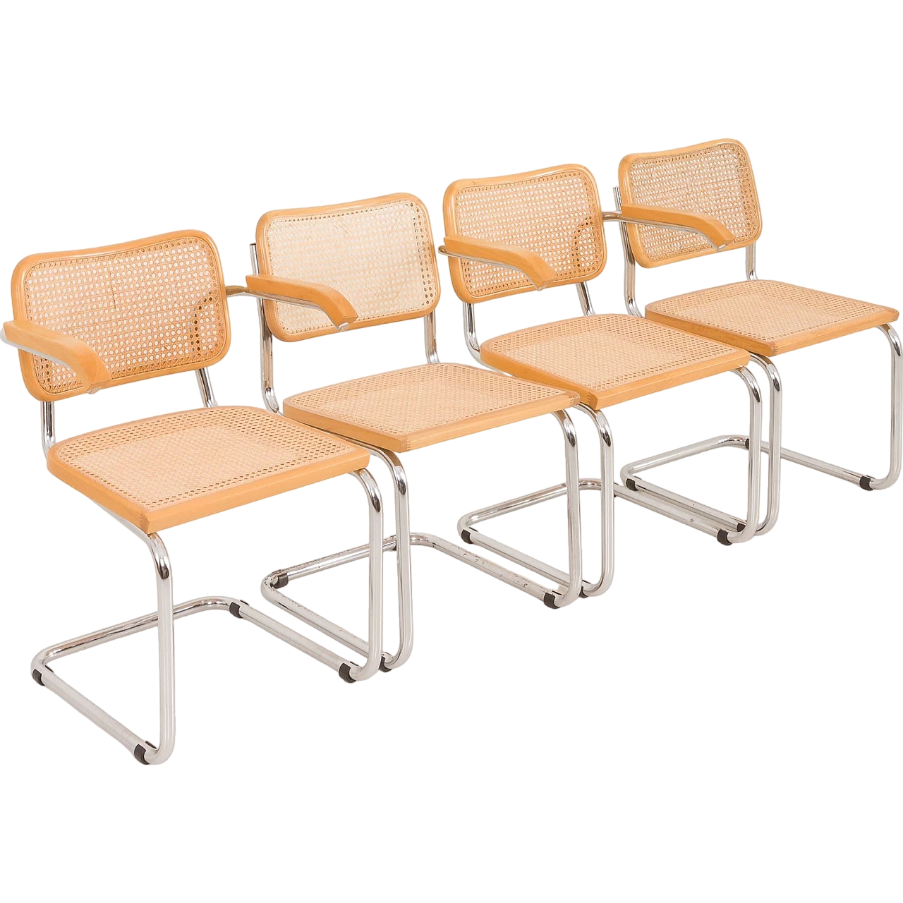 Pair of chairs and pair of armchairs Cesca by Marcel Breuer, 1970s 2