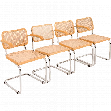 Pair of chairs and pair of armchairs Cesca by Marcel Breuer, 1970s