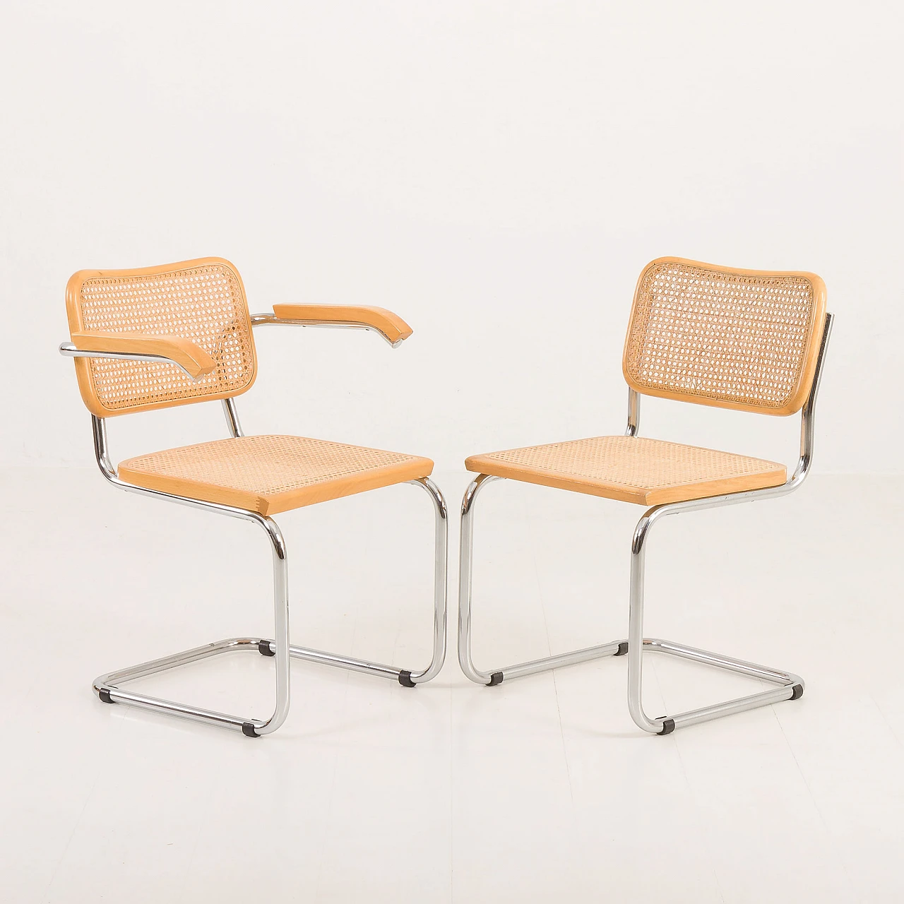 Pair of chairs and pair of armchairs Cesca by Marcel Breuer, 1970s 8