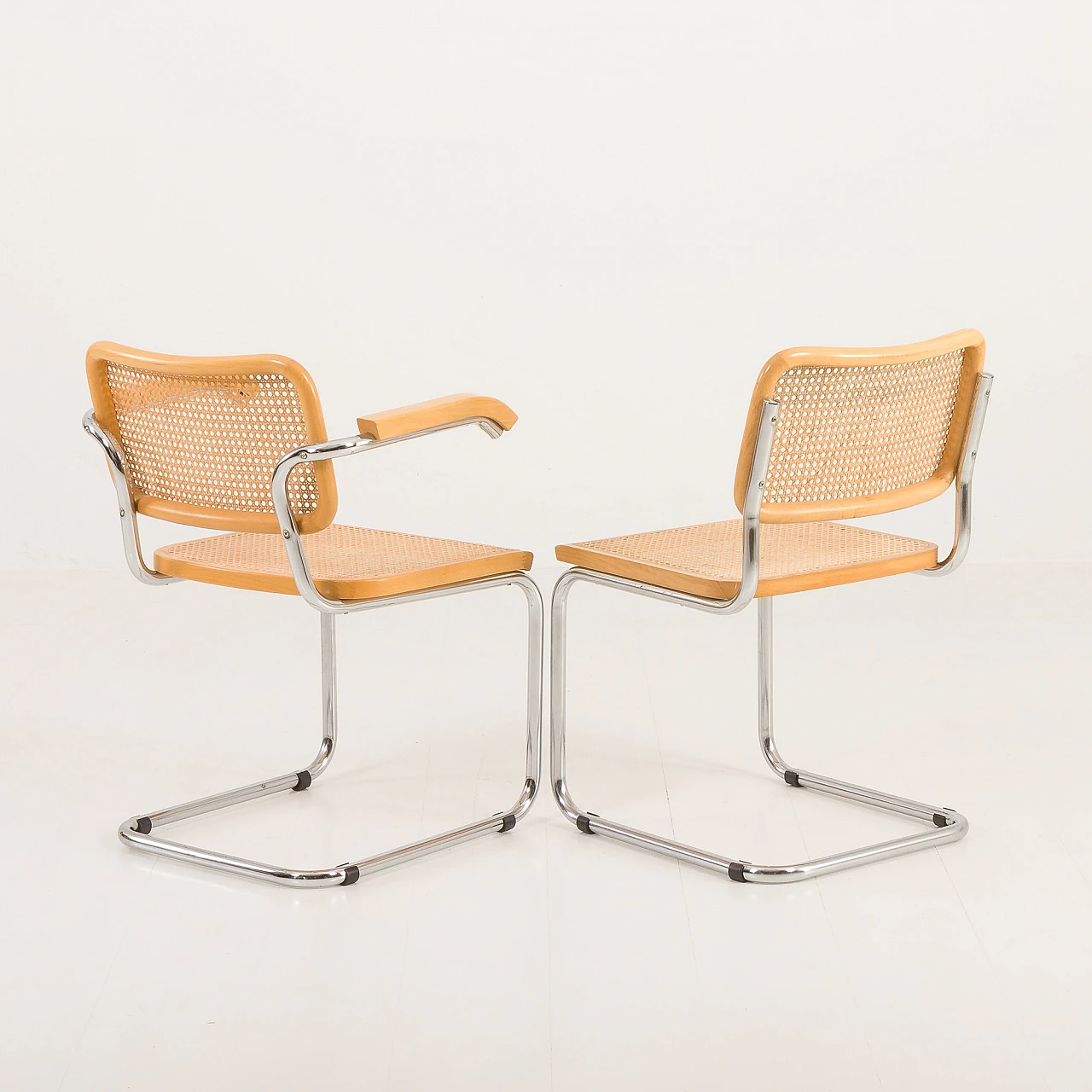 Coppia di sedie e coppia di poltrone Cesca di Marcel Breuer, anni '70 10