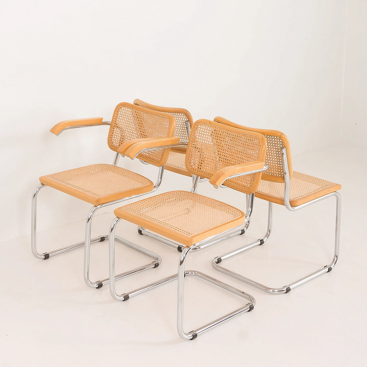 Pair of chairs and pair of armchairs Cesca by Marcel Breuer, 1970s 18