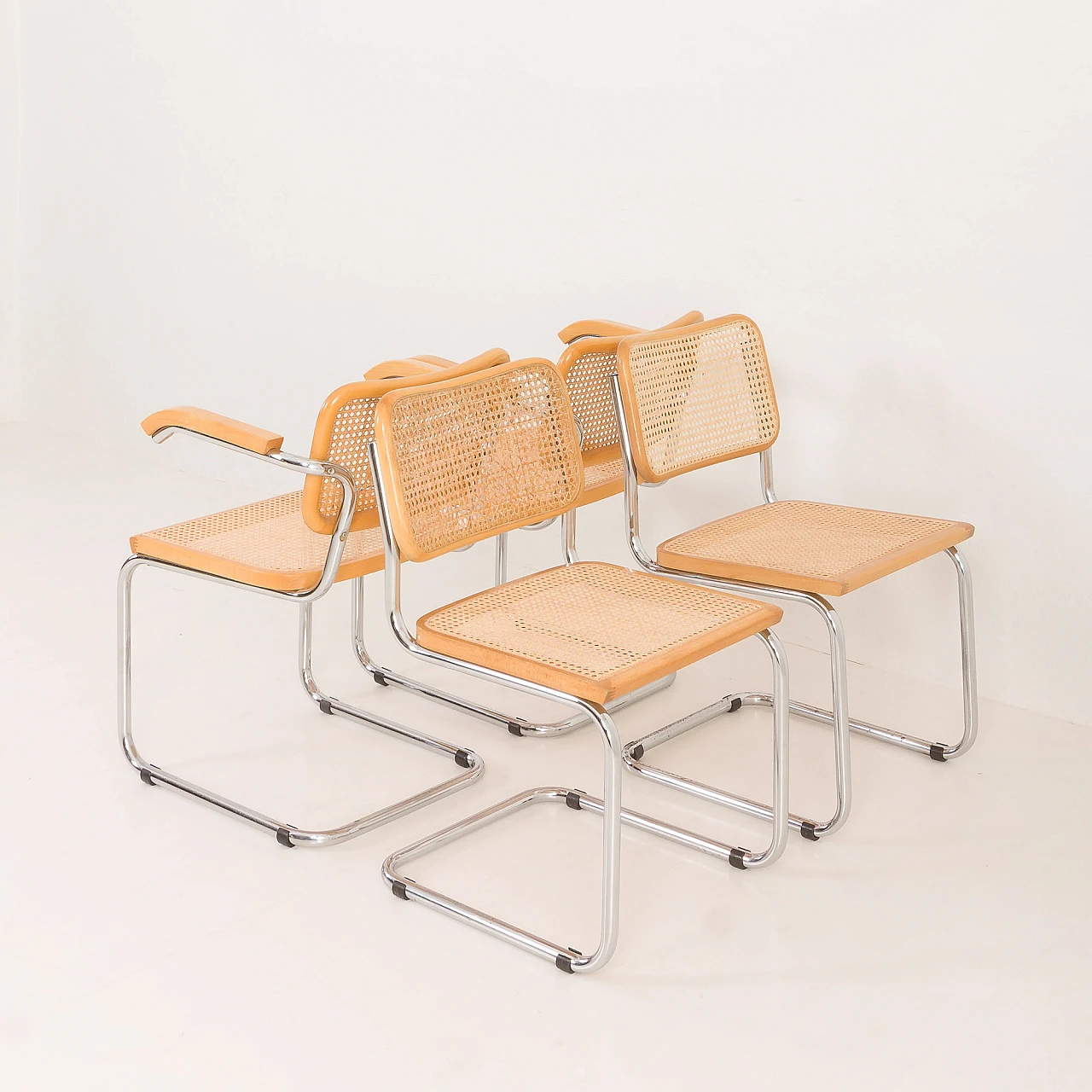 Pair of chairs and pair of armchairs Cesca by Marcel Breuer, 1970s 19