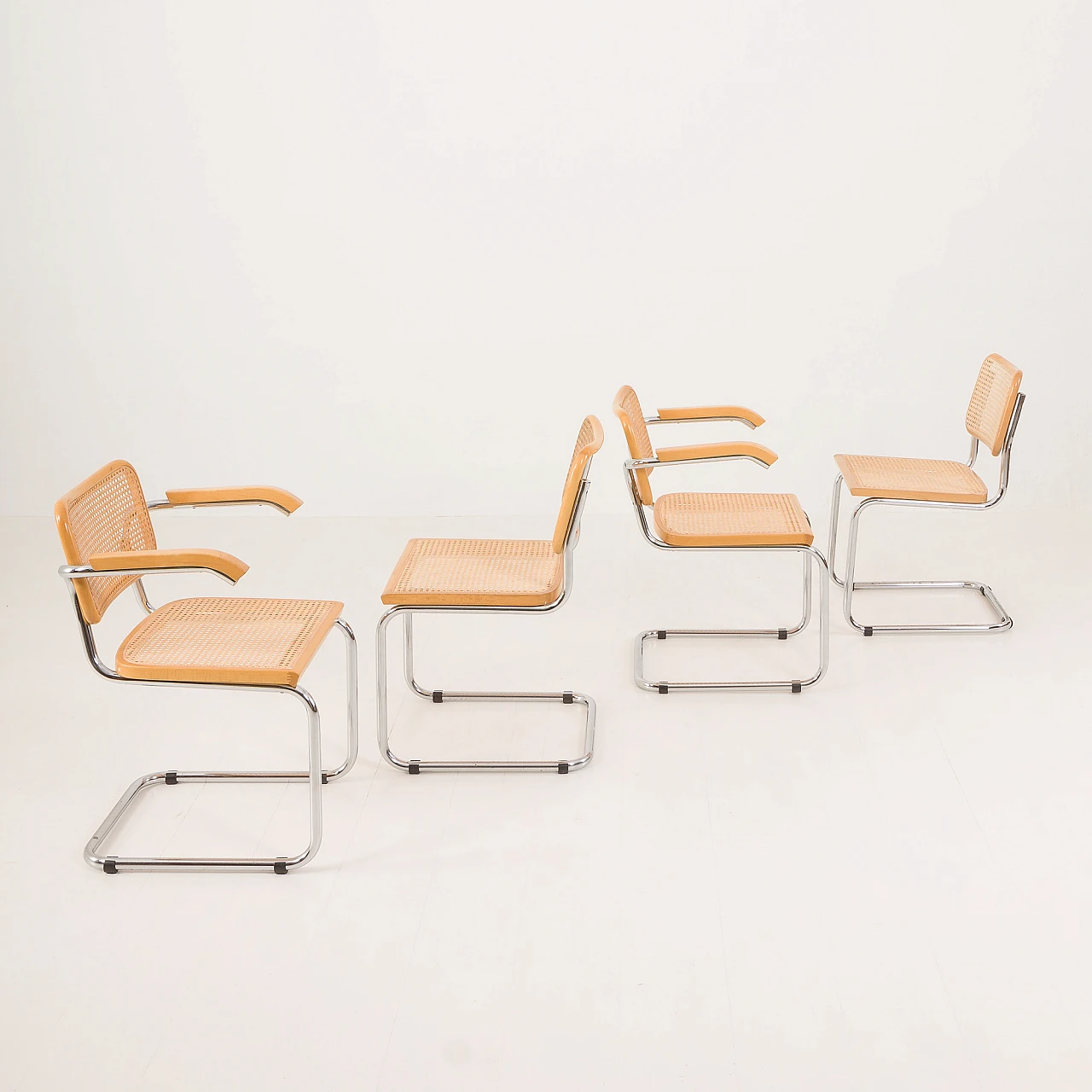 Pair of chairs and pair of armchairs Cesca by Marcel Breuer, 1970s 22