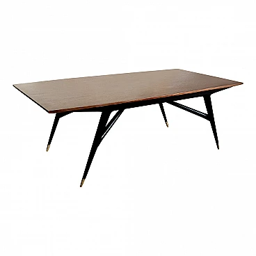 Brass dining table with makassar top, 1990s