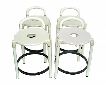 4 Stools in iron & plastic by Anna Castelli Ferrieri for Kartell, 1979