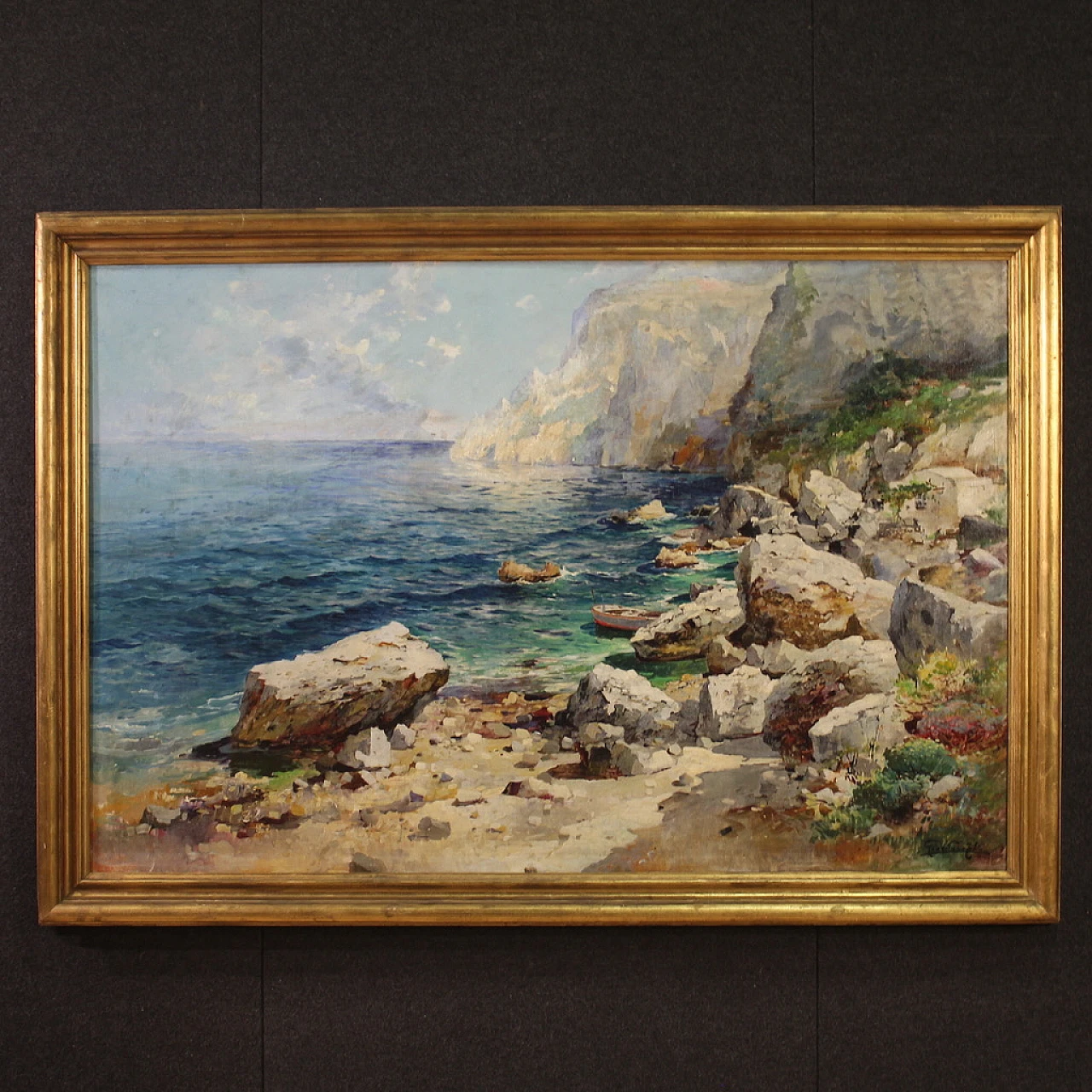 Landscape signed Felice Giordano, oil on canvas, 1920s 1