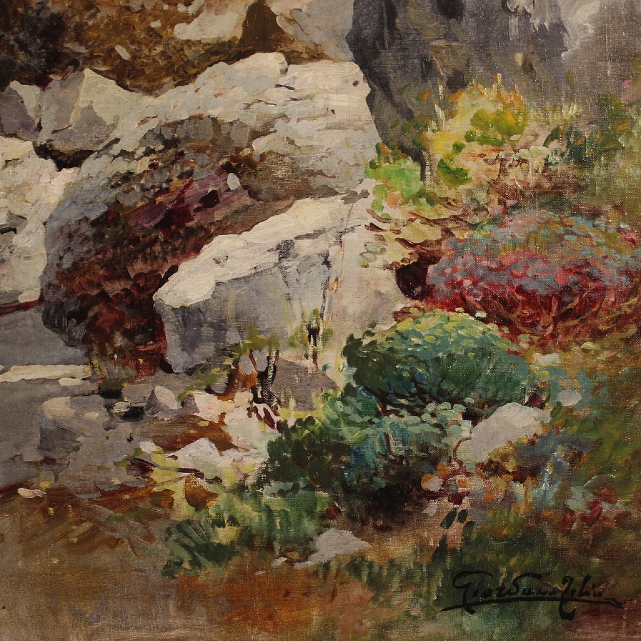 Landscape signed Felice Giordano, oil on canvas, 1920s 12