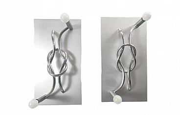 Pair of aluminum and chrome wall sconces by G. Benevelli, 1970s