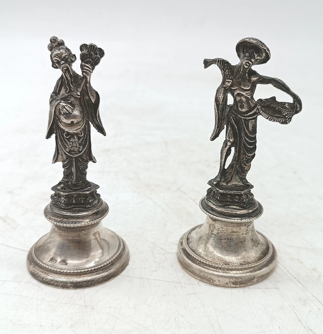 Pair of 800 silver figurines by Ricci & C. Alessandria 1