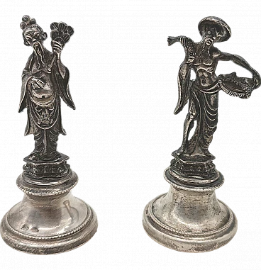 Pair of 800 silver figurines by Ricci & C. Alessandria