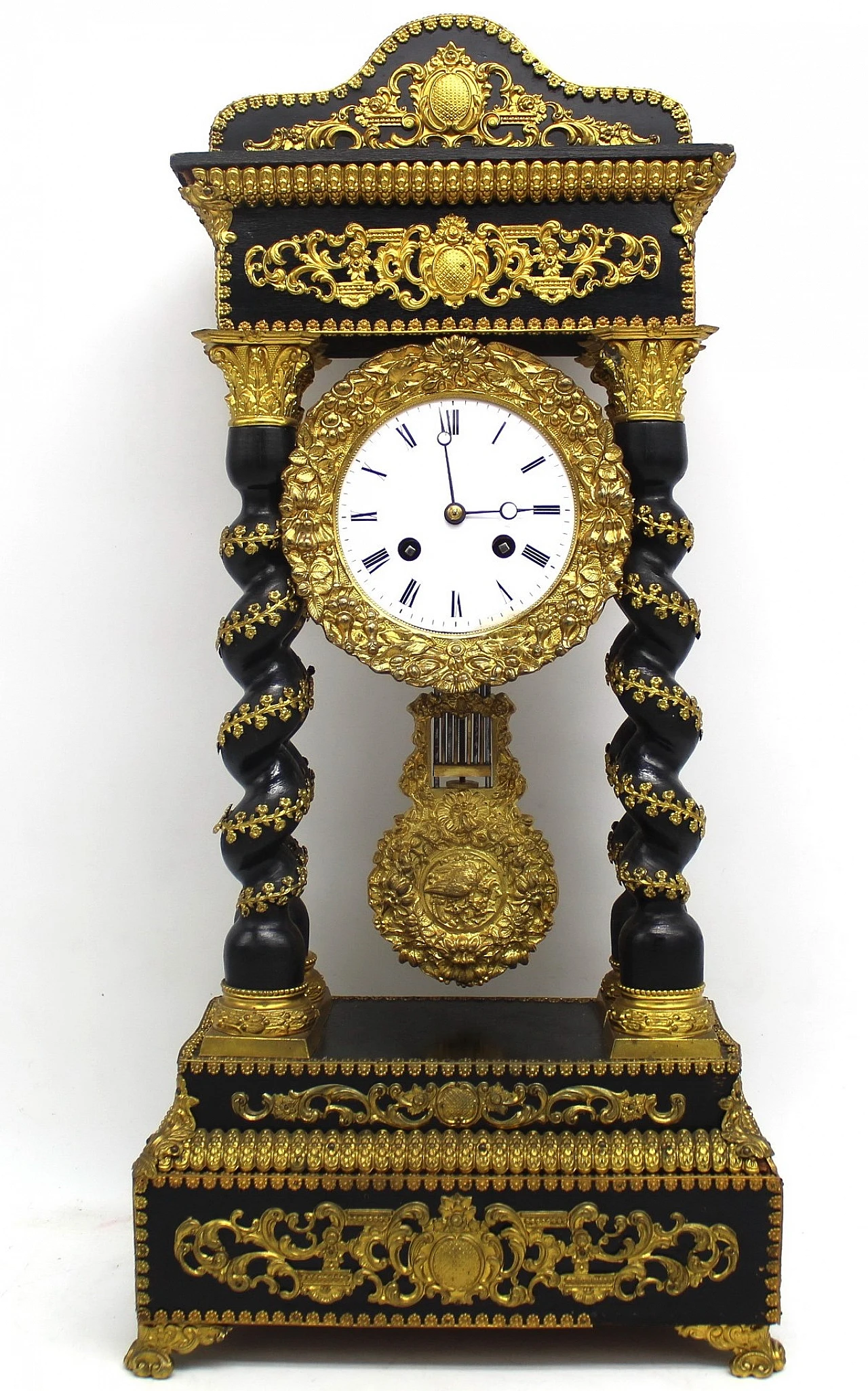 Napoleon III ebonized wood and bronze pendulum clock, 19th century 1