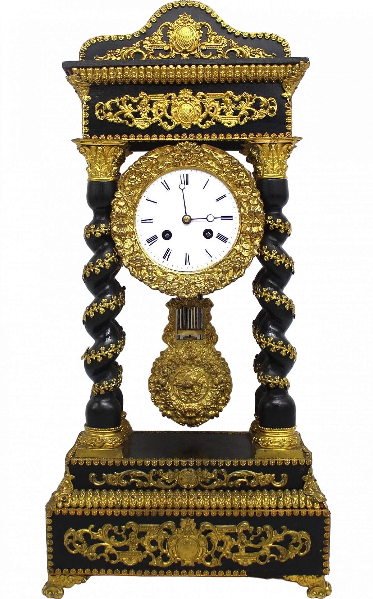 Napoleon III ebonized wood and bronze pendulum clock, 19th century 2