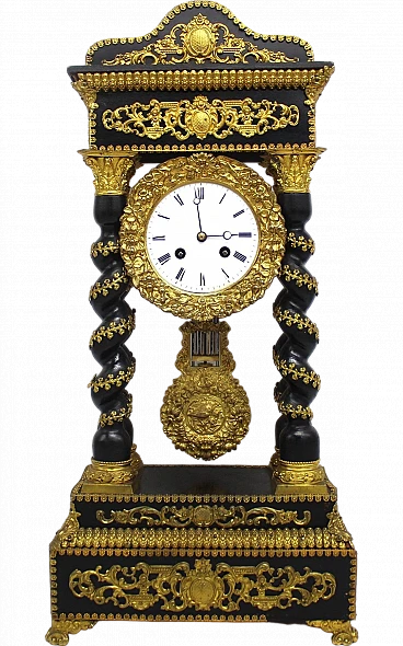 Napoleon III ebonized wood and bronze pendulum clock, 19th century