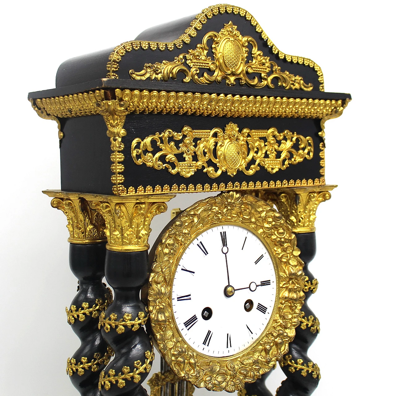 Napoleon III ebonized wood and bronze pendulum clock, 19th century 3