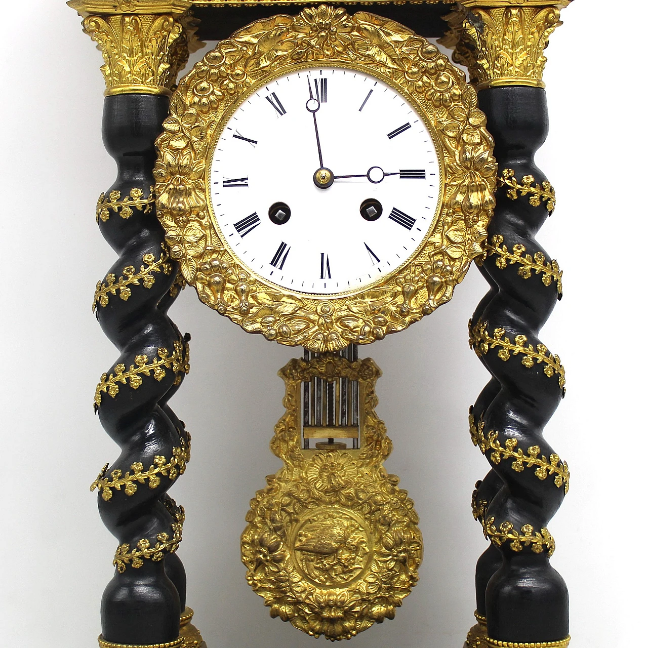 Napoleon III ebonized wood and bronze pendulum clock, 19th century 4