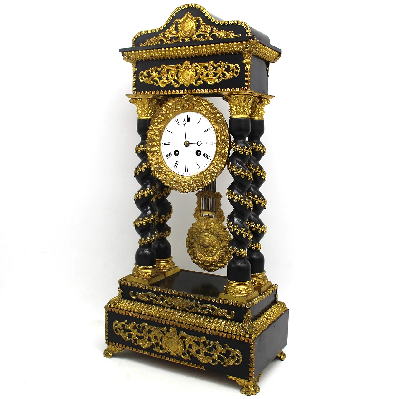 Napoleon III ebonized wood and bronze pendulum clock, 19th century 6