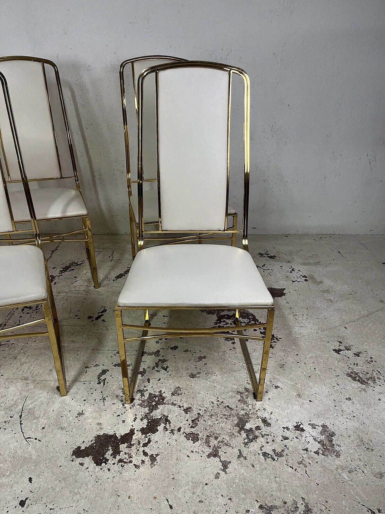 6 Chairs in metal and leather attributed to Romeo Rega, 1970s 3