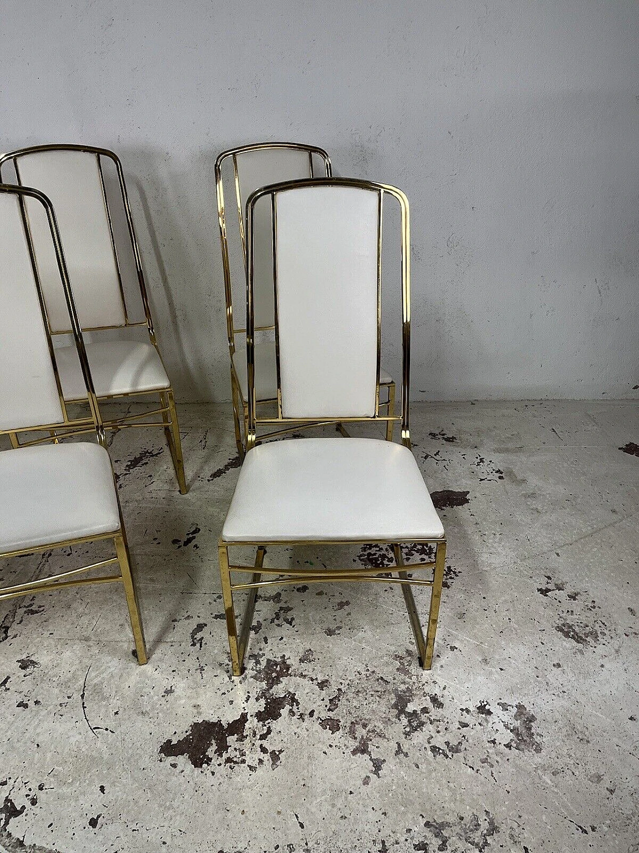 6 Chairs in metal and leather attributed to Romeo Rega, 1970s 4