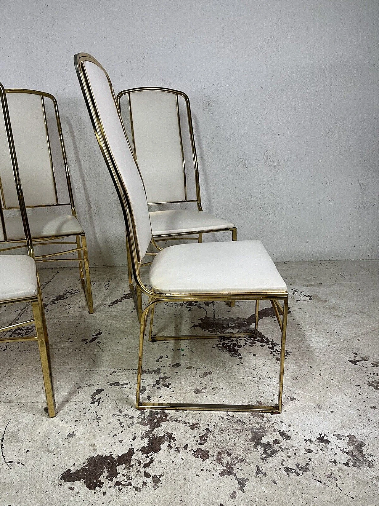 6 Chairs in metal and leather attributed to Romeo Rega, 1970s 6