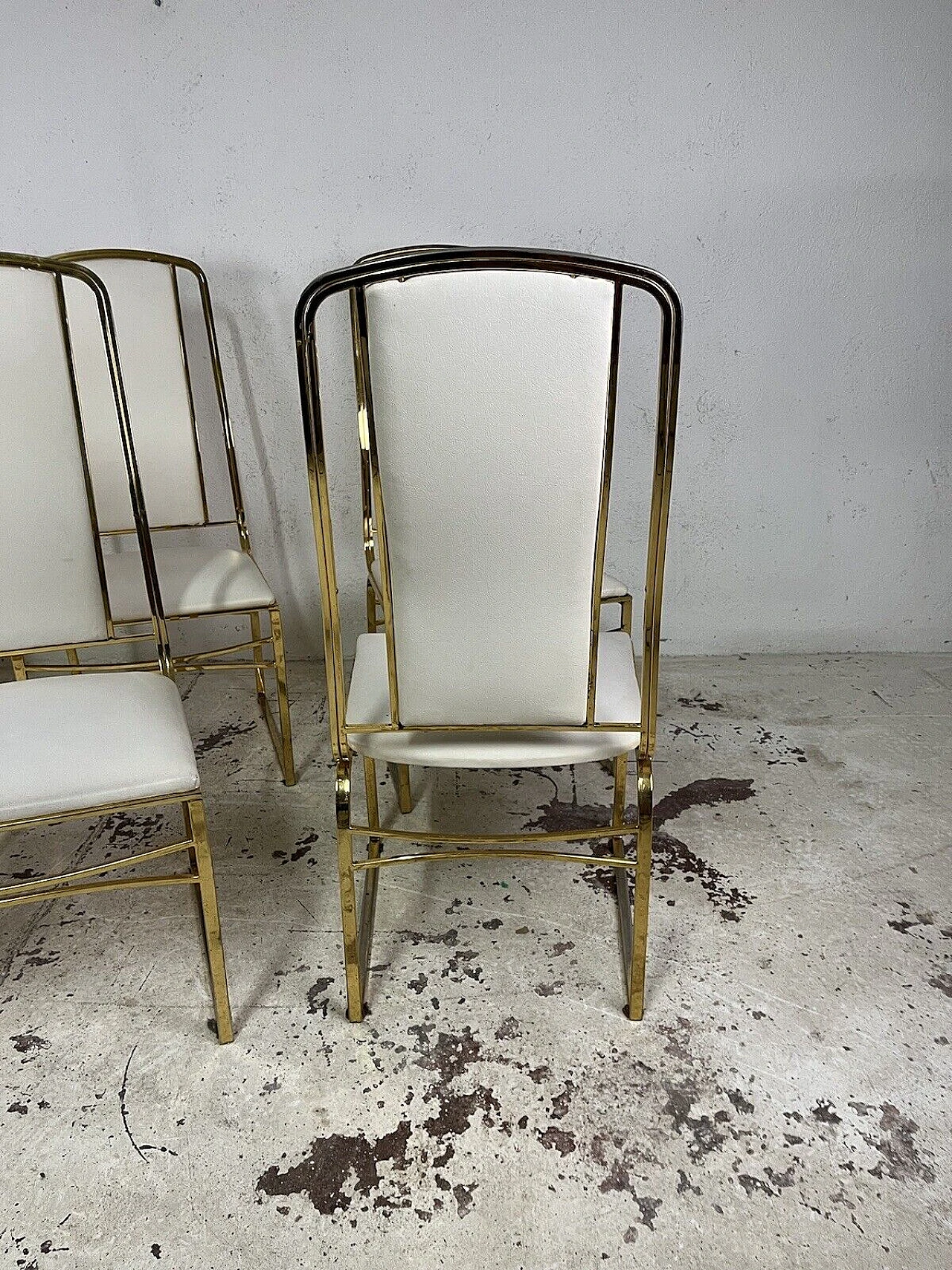 6 Chairs in metal and leather attributed to Romeo Rega, 1970s 8