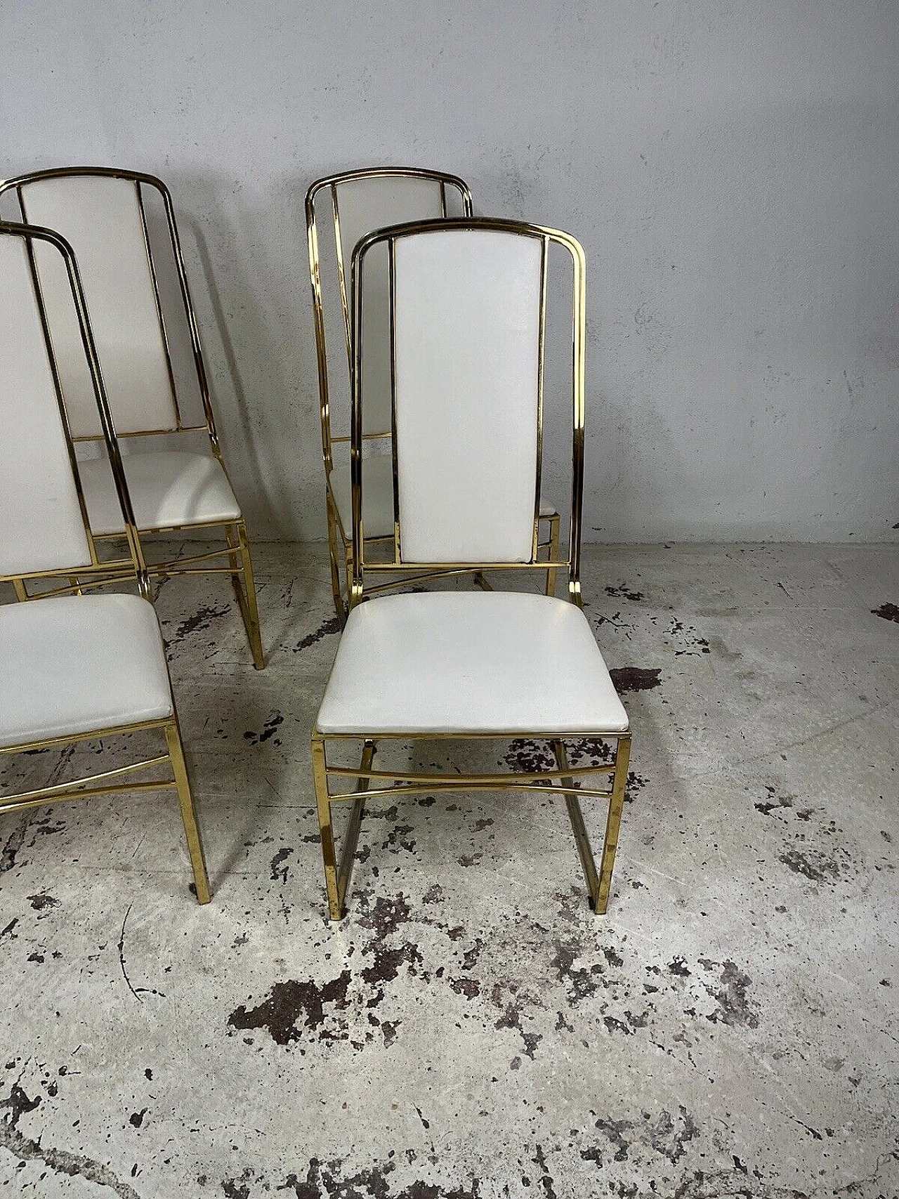 6 Chairs in metal and leather attributed to Romeo Rega, 1970s 10