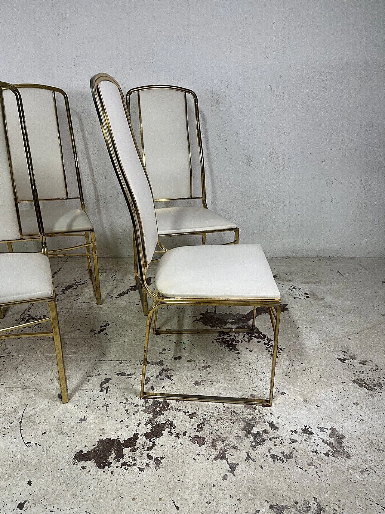 6 Chairs in metal and leather attributed to Romeo Rega, 1970s 11