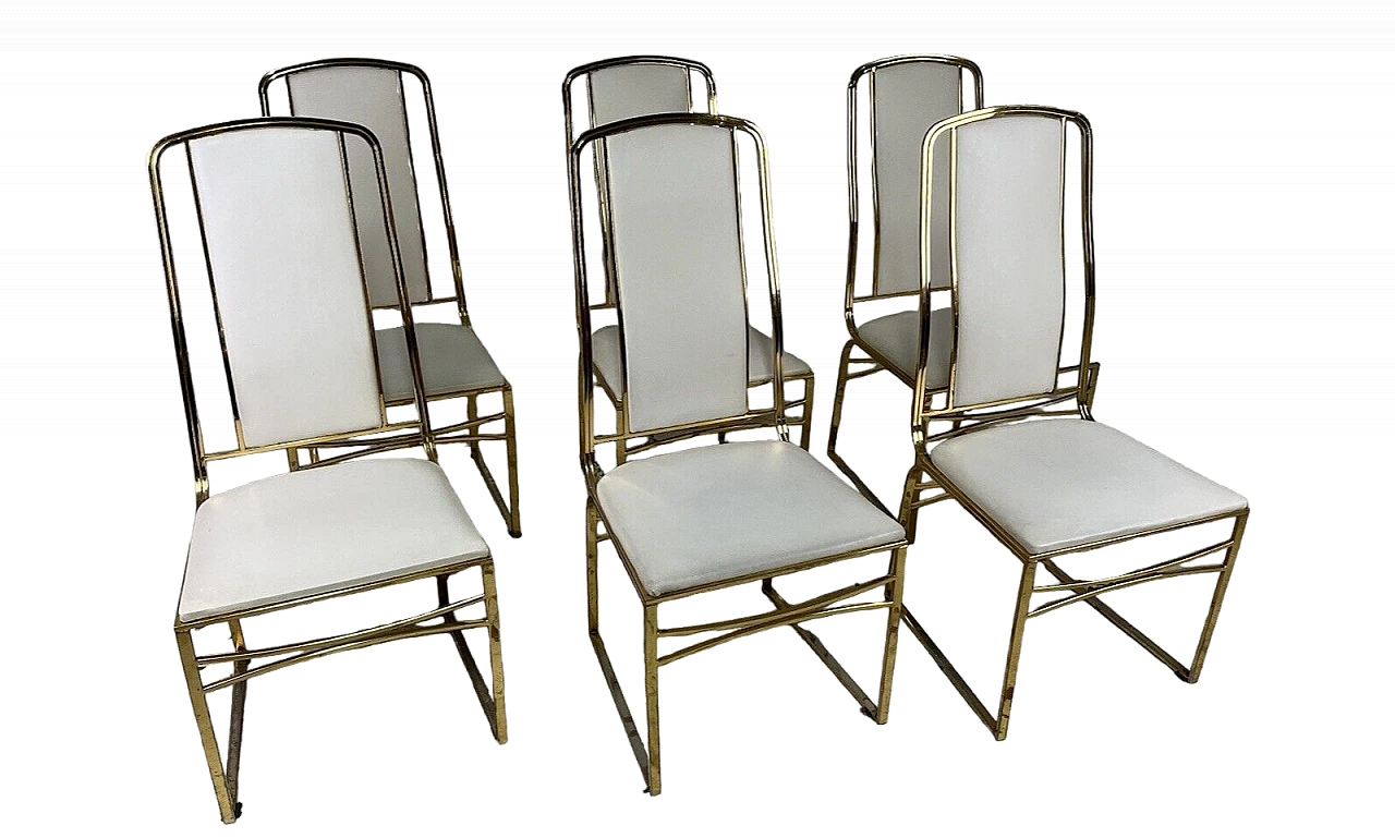 6 Chairs in metal and leather attributed to Romeo Rega, 1970s 13