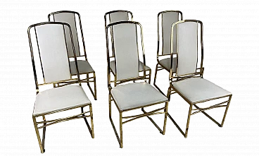 6 Chairs in metal and leather attributed to Romeo Rega, 1970s