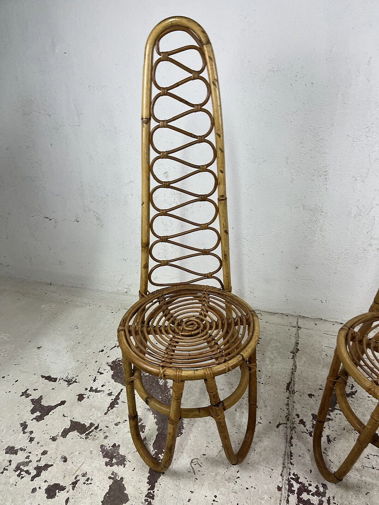 Pair of bamboo, rattan and wicker chairs by Bonacina, 1960s 4