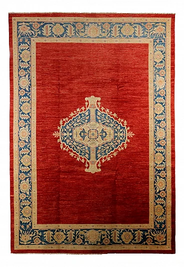 Tappeto Herat a nodo fine in cotone e lana con motivi floreali