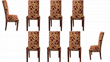 8 Dining chairs in cedar and fabric, 2000s