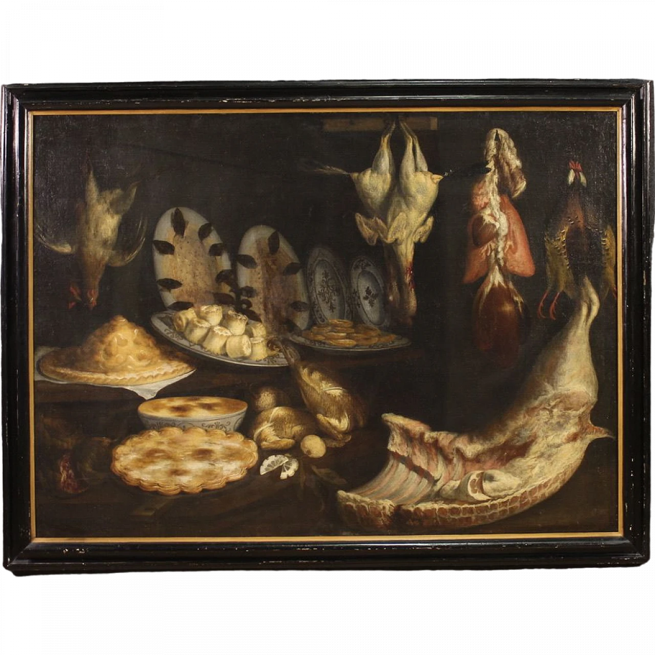 Pantry with still life, oil painting canvas, mid-17th century 16