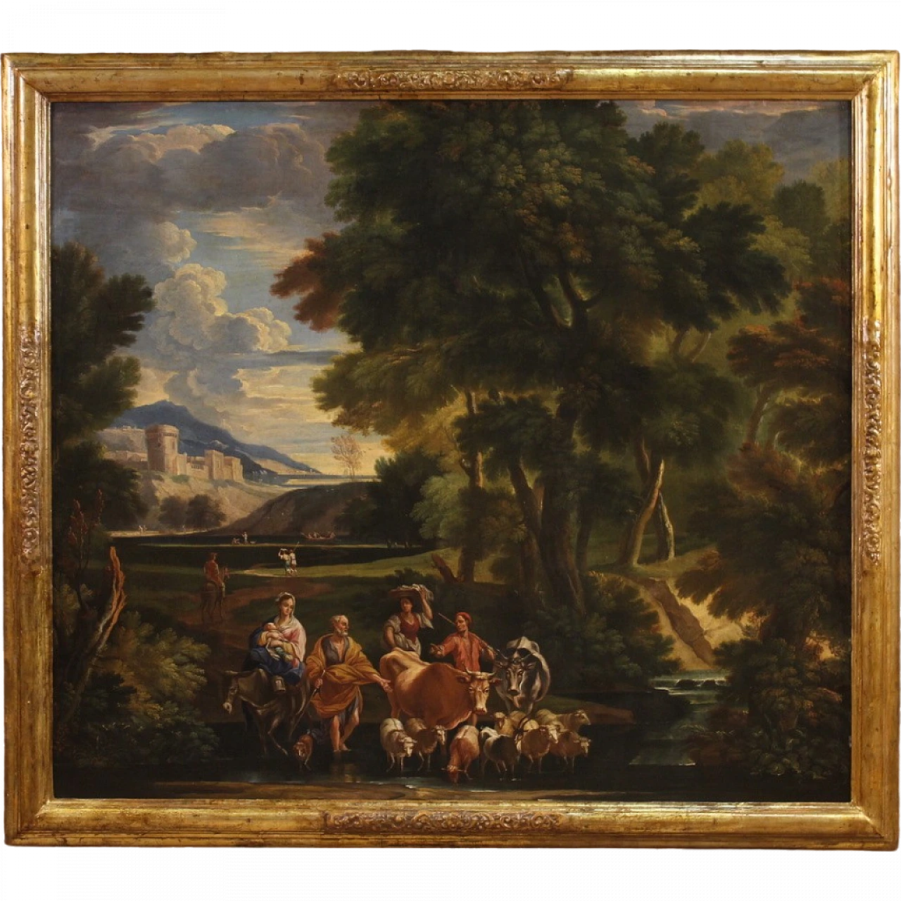 Pieter Mulier, Flight into Egypt, oil painting on canvas, 17th century 16