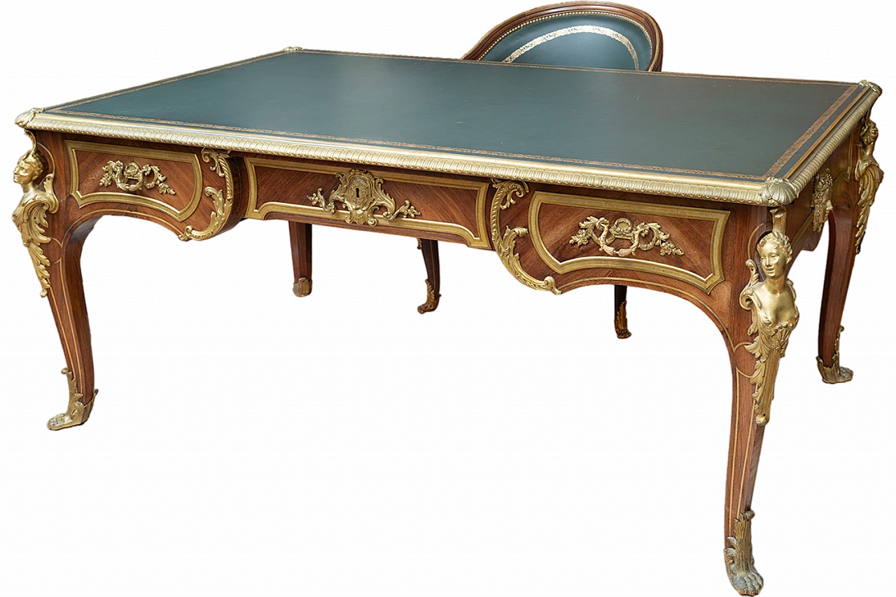 Antique ministerial desk/Bureau Plat + (armchair) Napoleon III F 10