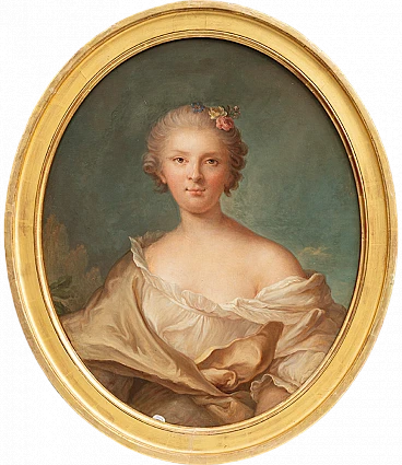 Noblewoman portrait, French oil painting on canvas, 19th century